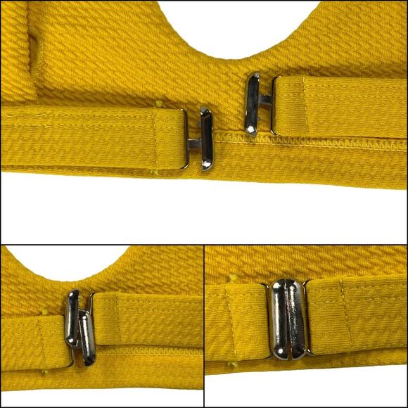 Textured Yellow Bikini Top Adjustable Straps Size Small - Picture 3 of 10